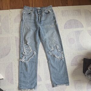 Agolde Light Blue Denim Jeans with rips
